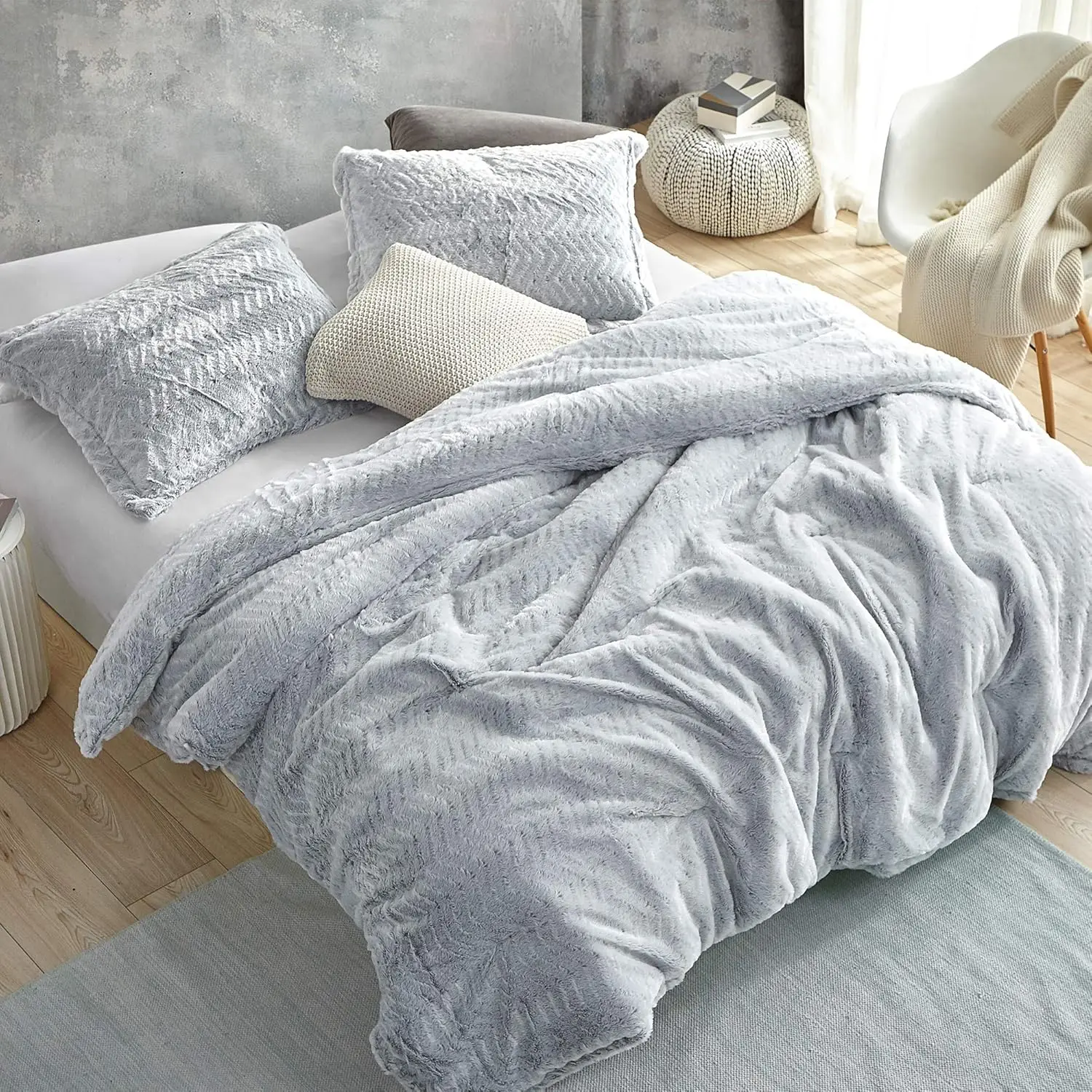 

Peak of Cozy - Coma Inducer Oversized Queen Comforter - Chevron Frosted Gray Sheet sets Queen bed set Bedding sets queen size