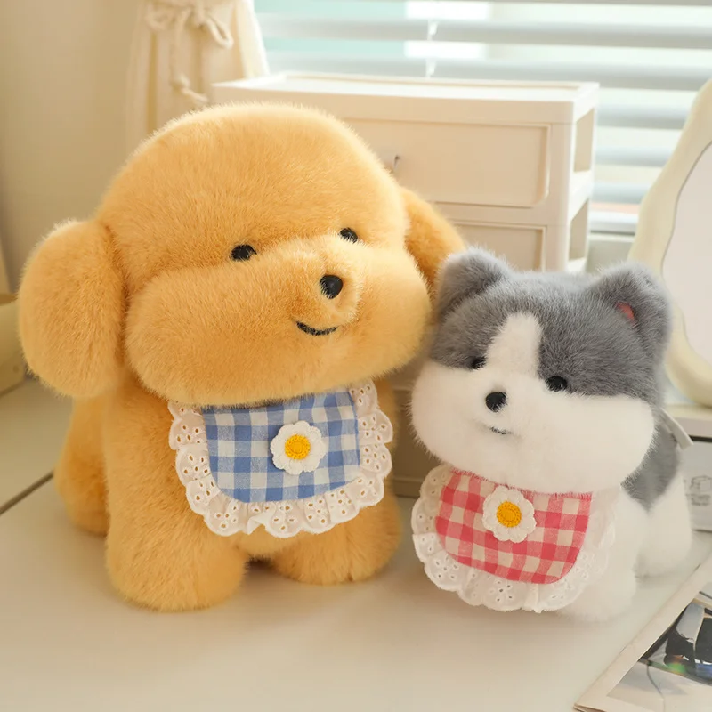 

20-40cm Hot Cartoon Golden Retriever Anime Husky Plush Dolls Soft Stuffed Animal Bib Dog Comfort Kids Toys for Girls Gifts Decor