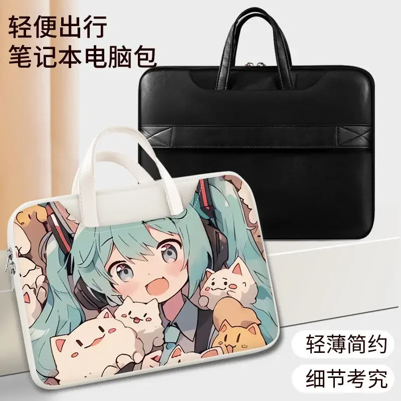 New Anime Hatsune Miku computer bag, beautiful girl travel portable handbag, Pu suitable for Apple iPad 13/15 inch matebook13