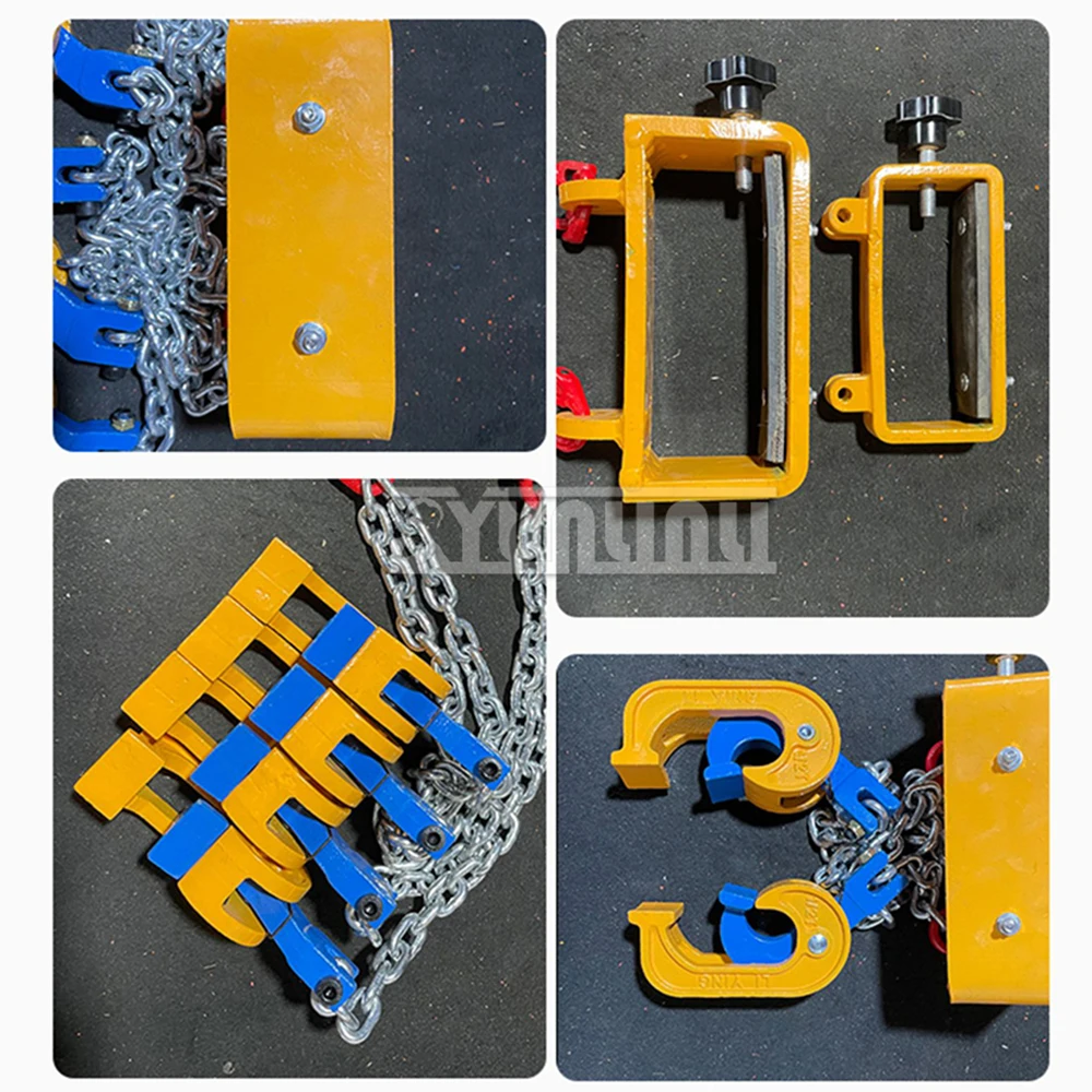 2 Claw  Clamp Hook 2T Oil Drum Lifter Chain Carbon steel for Forklifts or Cranes Plastic Metal Drums Unloading Tool