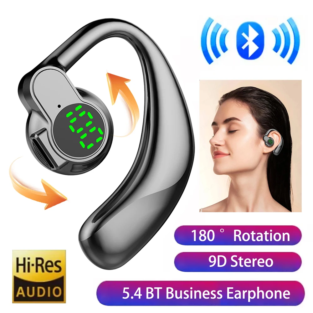 1/2PCS Bluetooth5.4 Wireless Headphones 180 Degree Rotatable Bluetooth Handsfree Ear Hooks Noise Canceling Business Earphones