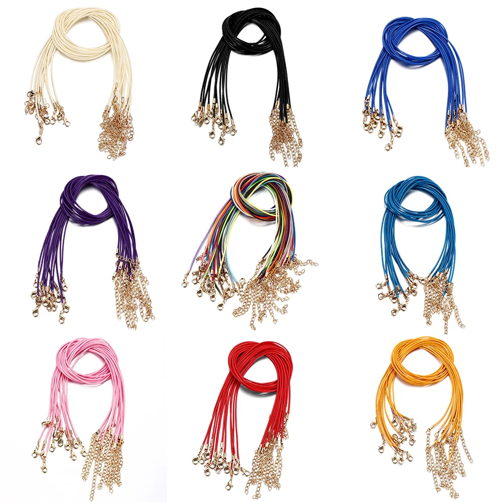 10pcs 1.5mm Handmade Leather With Lobster Clasp String Cord Adjustable Braided Rope For DIY Necklaces Pendant Charms Findings