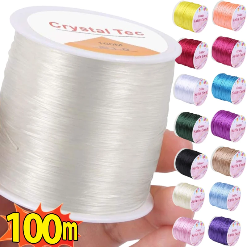 

100M/Roll Strong Elastic Crystal Beading Cord 1mm for Bracelets Stretch Thread String Necklace DIY Jewelry Making Cords Line