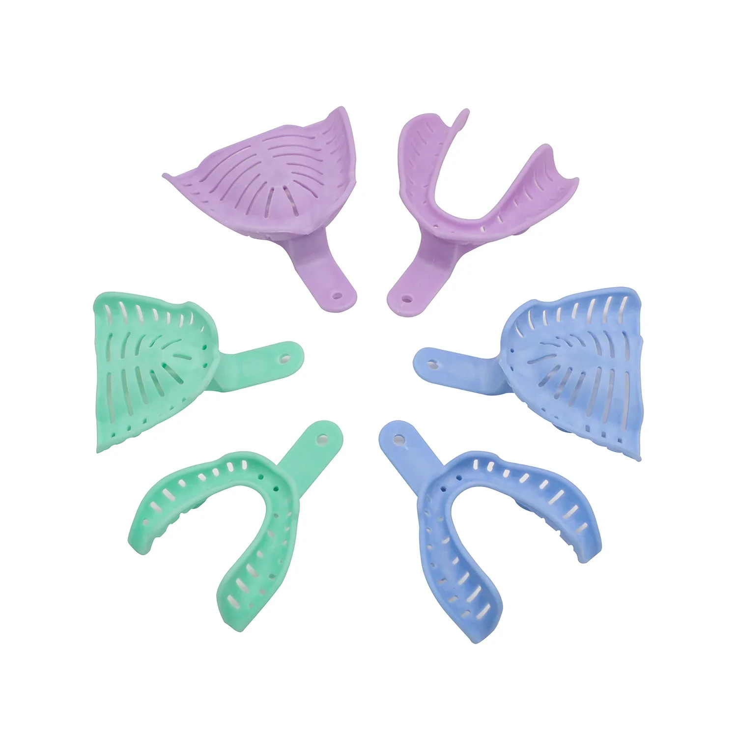

‌6pcs Dental Lab Impression Trays Set Colorful Disposable Plastic for Kids Adults Clinic Teeth Holder Supplies