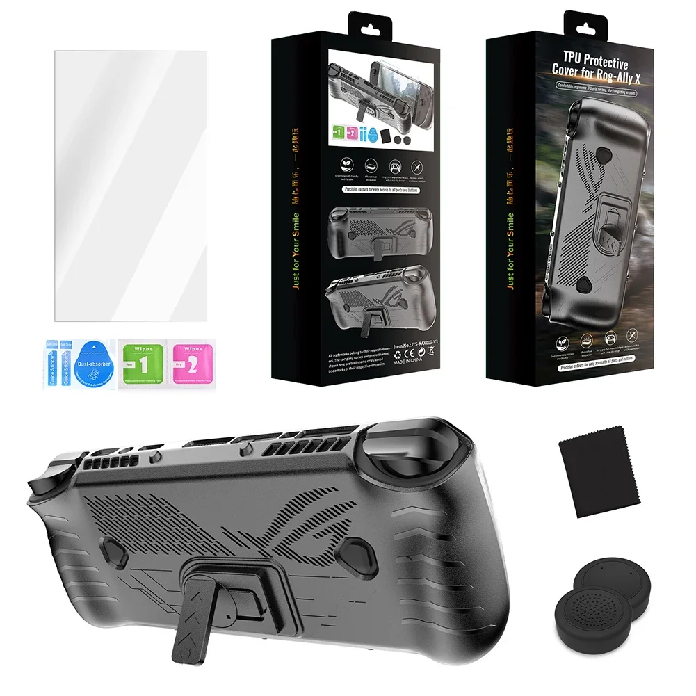 For Asus ROG Ally X TPU Protective Case Cover Shockproof with Stand Protector Shell Sleeve All-round Protection Game Accessories