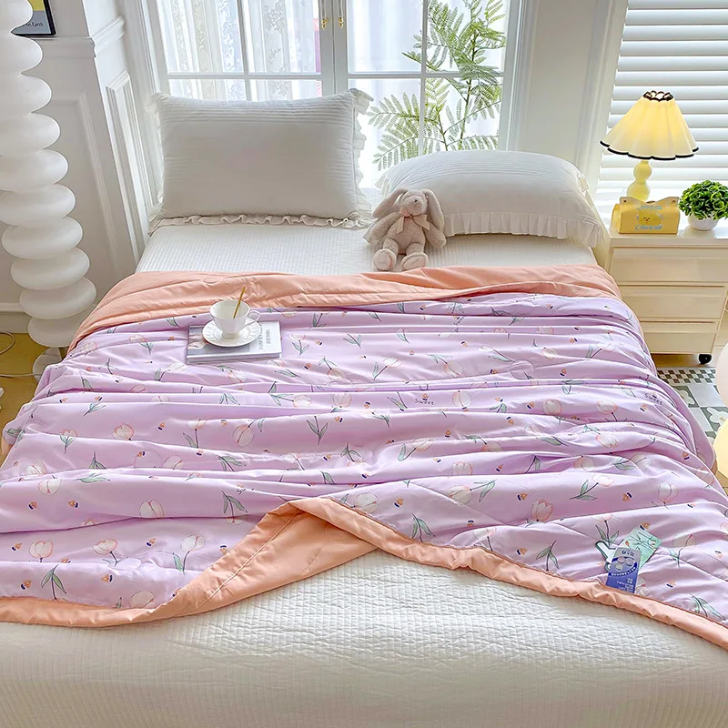 Summer Quilt Printed Machine Washable Air-conditioned Quilt Student Dormitory Skin-friendly Thin Summer Quilt