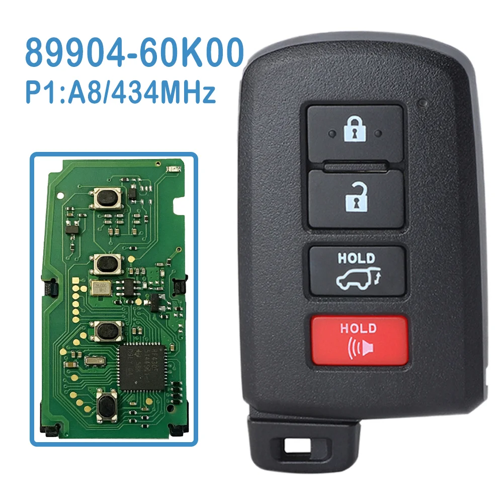 89904-60K00 Auto Smart Remote FSK 433MHz P1:A8 Chip 3+1 Buttons BH1EW Replace Smart Car Key For Toyota Land Cruiser 2016 2017