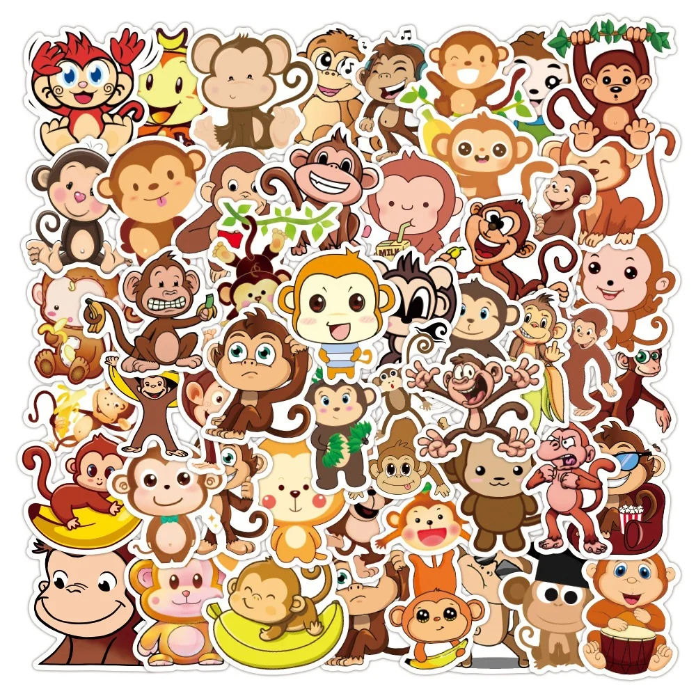 10/30/50PCS Cartoon Cute Monkey Animal Graffiti Creative Sticker Desk Guitar Computer Refrigerator  Waterproof Sticker Wholesale