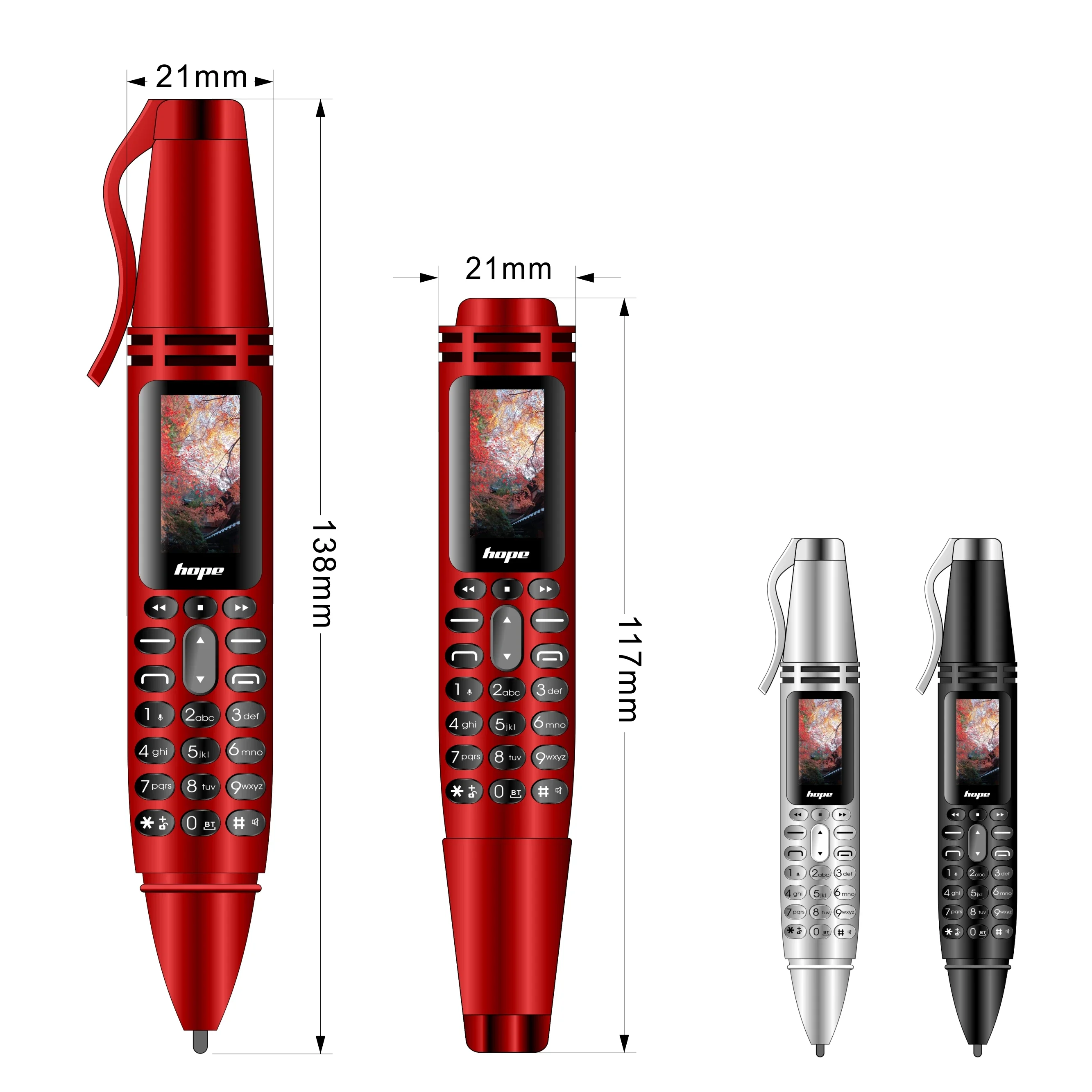 UNIWA AK007 2G GSM Mini telefon w kształcie pióra 0,96 "podwójne SIM telefon komórkowy Dialer magiczny głos MP3 FM dyktafon telefon komórkowy na sprzedaż