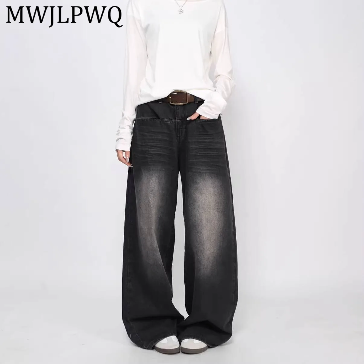 

Мужские джинсы в американском винтажном стиле MWJLPWQ, модные свободные прямые широкие брюки в пол, повседневные, весна 13925