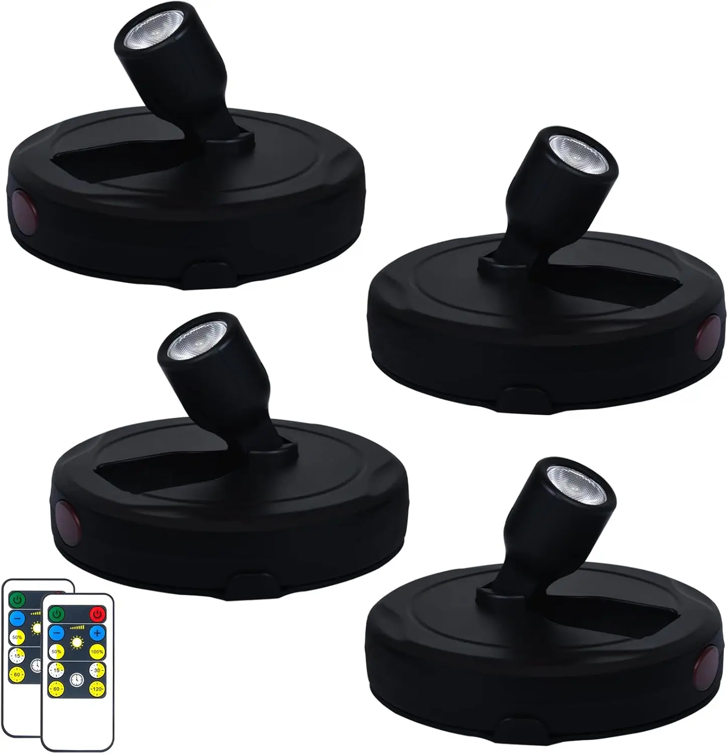 

4-Pack LED Spotlight with Remote, Battery Powered for Wall Art Display, Indoor Uplighting and Plant Accent