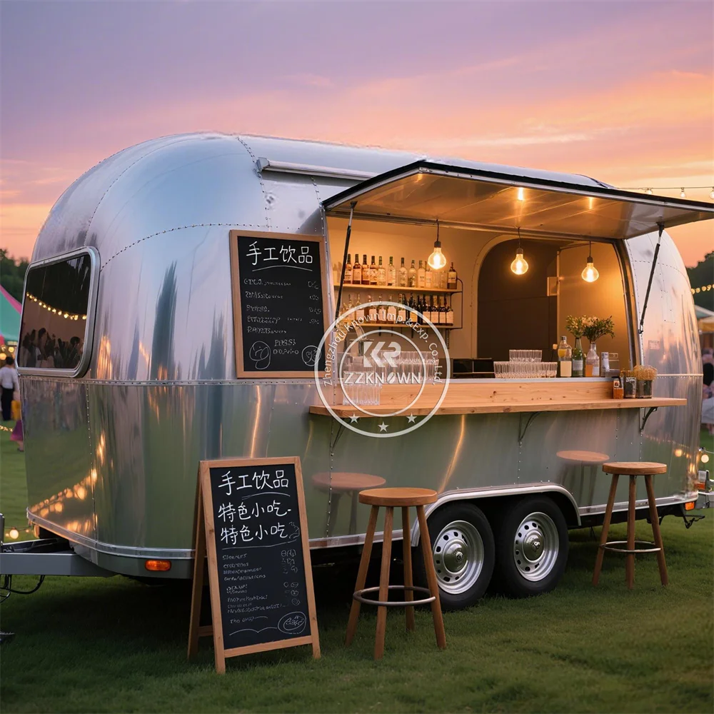 

Street Mobile Coffee Slushy Caravan Kiosk Fruit Processing Plant Bubble Tea Cart Concession Food Truck Trailer For Restaurant