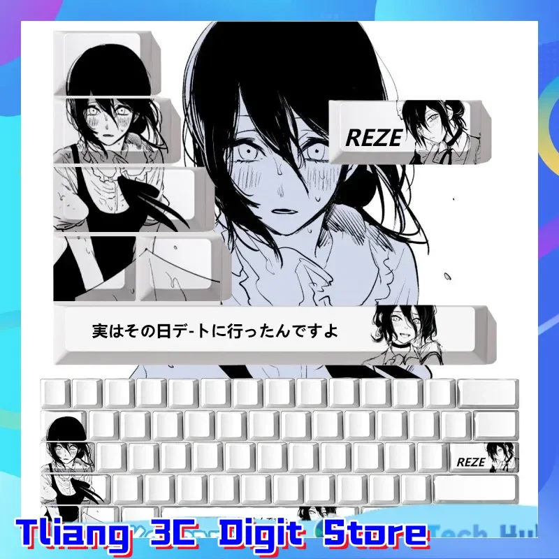 

Колпачки для клавиш Reze, бензопила, тема персонажа аниме, Cherry High, PBT, термосублимационная механическая клавиатура, настраиваемые колпачки для клавиш