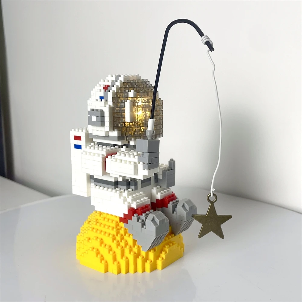 Astronaut Series Micro Mini Building Blocks Toy: ,LED Night Light Feature, Develops Hands-on Skills, Perfect Gift for Boys