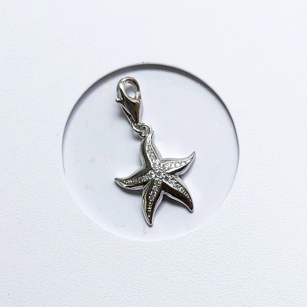 Seestern-Anhänger mit baumelndem Anhänger, trendiger Sterlingsilber 925, Modeschmuck für Damen, Geschenk – Detail 7