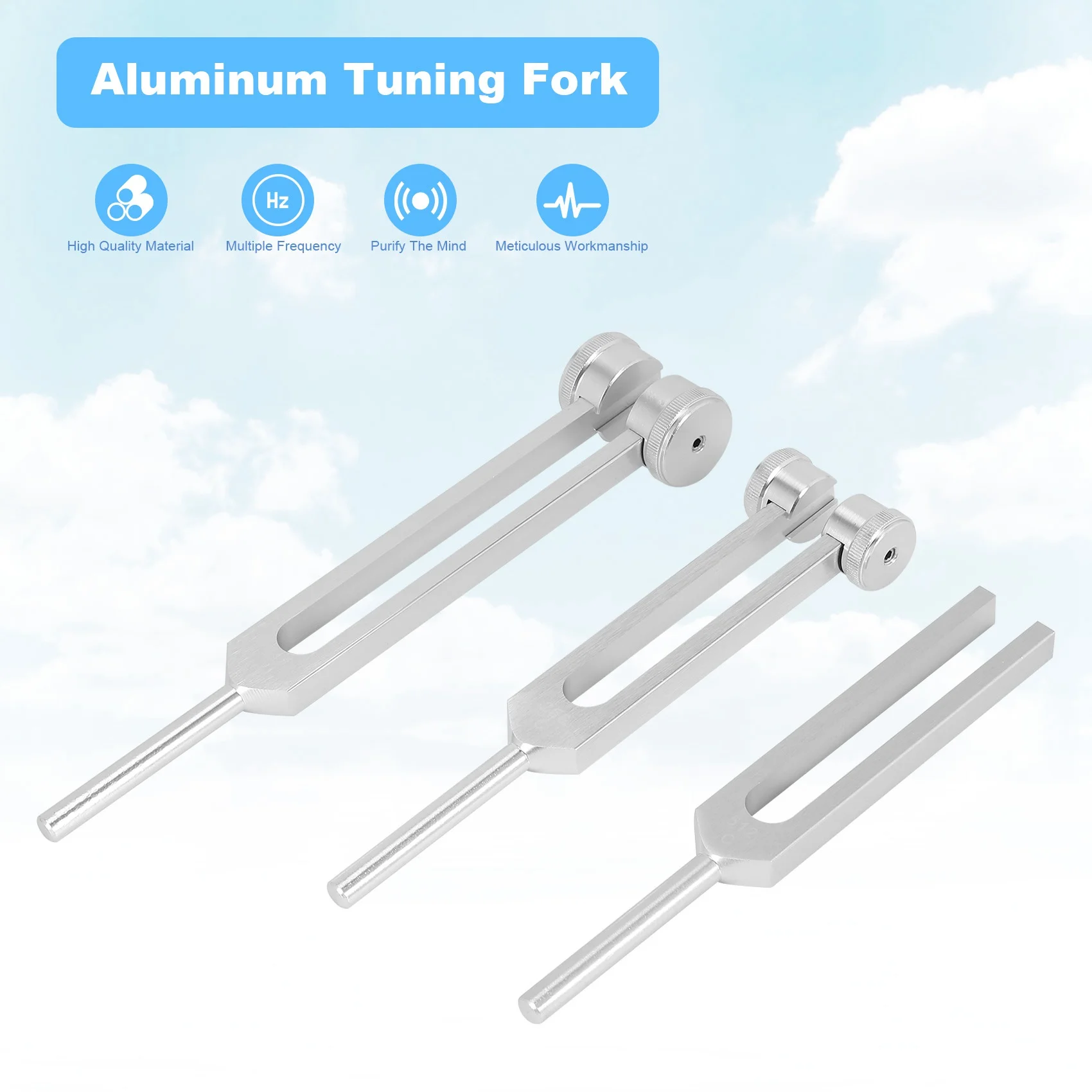 Set di 3 diapason sensoriali in alluminio C 128 256 512