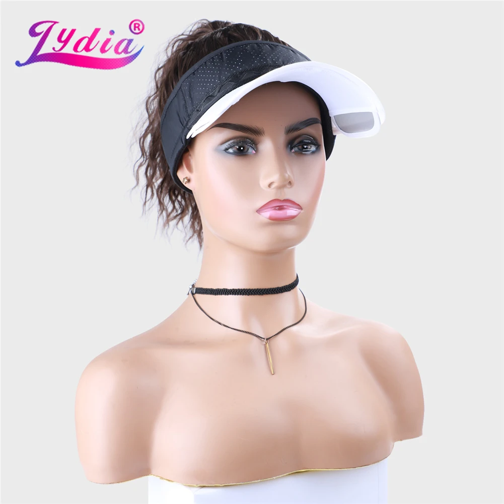 

Lydia Sport Tennis Running Golf Hat Kinky Curly Hair Extensions UV Protection Baseball Adjustable Caps Wig Headwear Visors