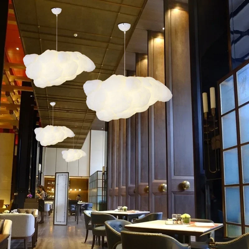 Lámpara colgante con forma de nube para restaurante, luz flotante blanca moderna para decoración de Isla de cocina y comedor