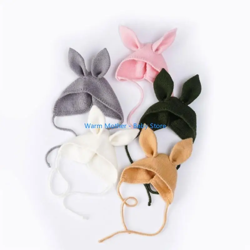 الأرنب الأذن الطفل قبعة التصوير الدعائم صور أغطية الرأس الوليد أرنب زي قبعة 57QE #6