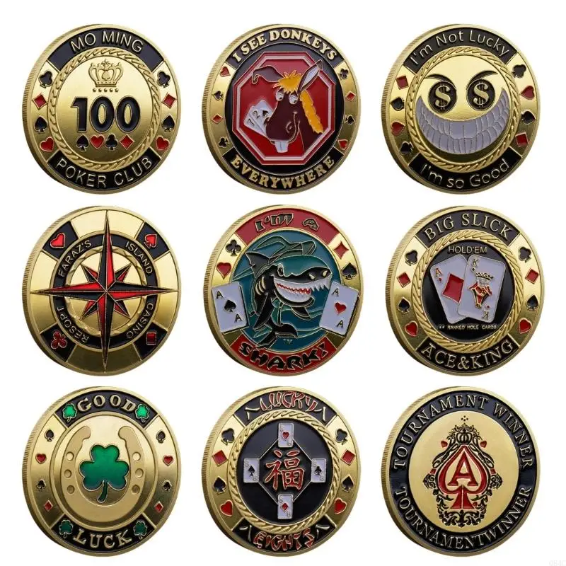 

Q84C Poker Card Guards Coins Collectibles Table Game Poker Card Protectors Metal Poker Chip Coins Poker Accessories