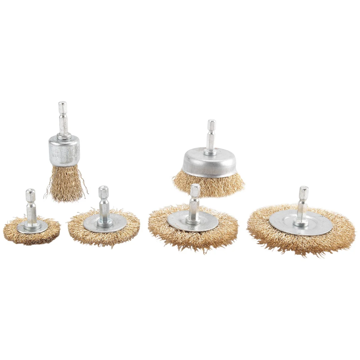 

6 Pack Wire Brush Attachment Set for Drill, Brass Coated