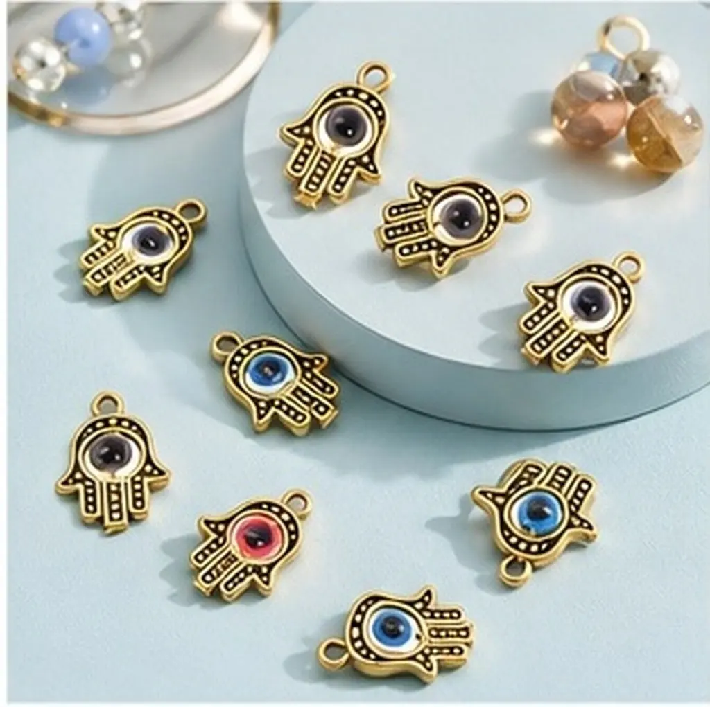 25Pcs Evil Eye Charms Zinc Alloy Devil Eye Palm Pendants DIY Jewelry Making Accessories for Earrings Necklaces Bracelets Decor