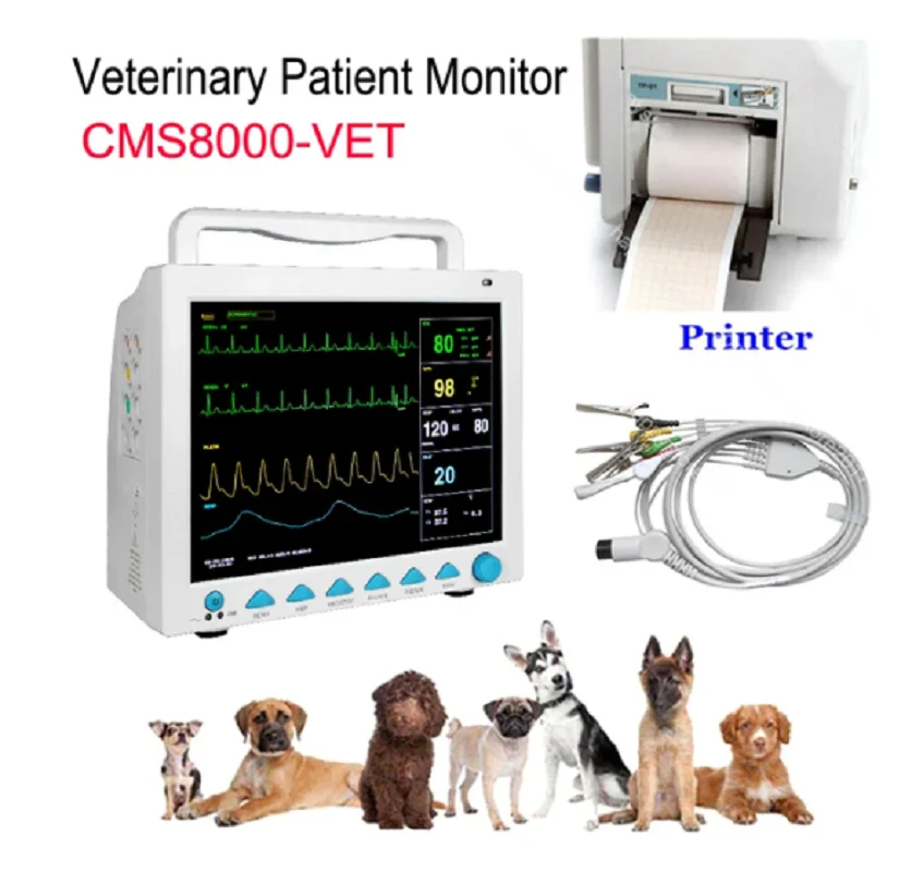CONTEC CMS8000VET Co2 Veterinary ICU Patient Monitor Capnograph Vital Signs 7 parameter +ETCO2