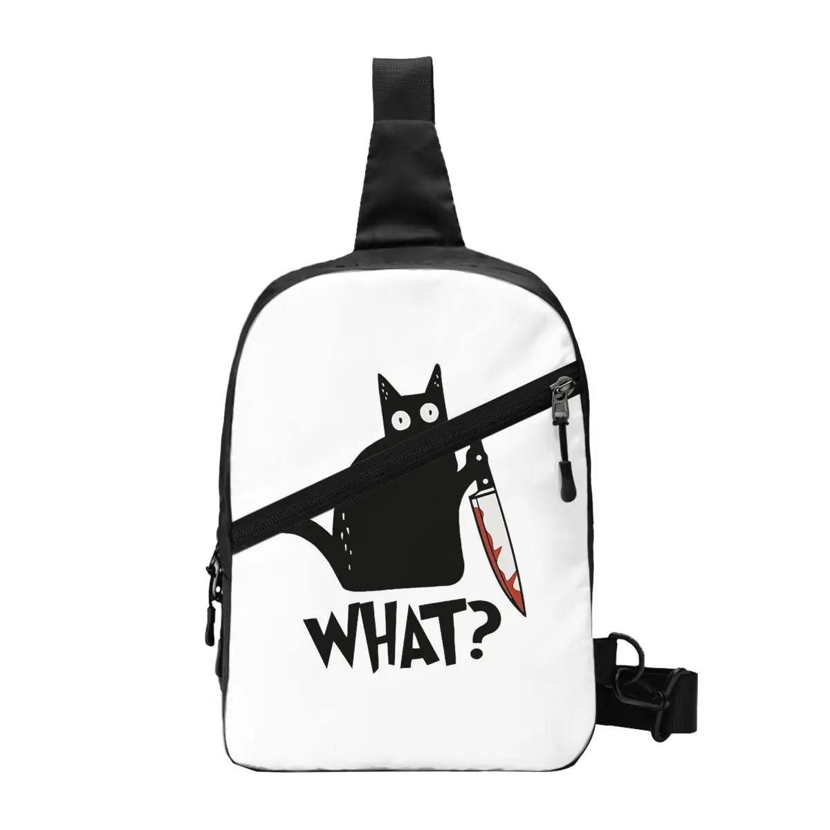 Cat What Murderous Black Cat With Knife Gift Premium Chest Bag Men Sling Crossbody Backpack Chest Bag Daypack Shoulder Bag