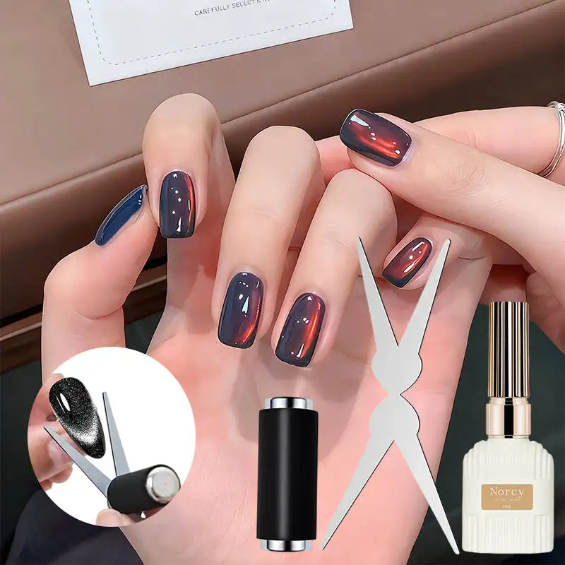 

Cat Eye Glue Nail Polish Set Autumn Winter Color Semi Permanent Soak UV LED Gel Strong Magnetic Double Head Nail Magnetic Stick