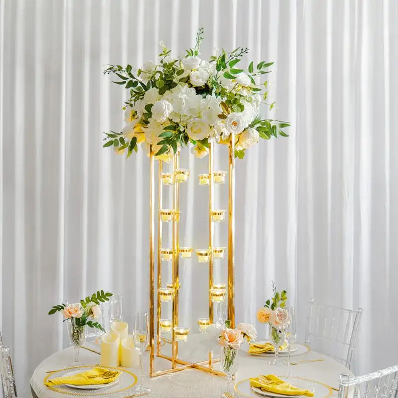 5 Stück Elegante Metall-Kerzenhalter für Hochzeit Geburtstag Tischdekoration Kerzenständer mit Glasbecher Heimtischdekoration Gold/Silber – Detail 8