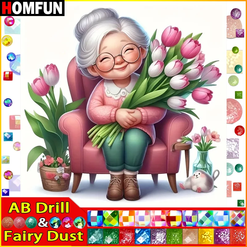 HOMFUN Fairy Dust AB Diamond Painting Full Square/Round Drill 5D DIY 