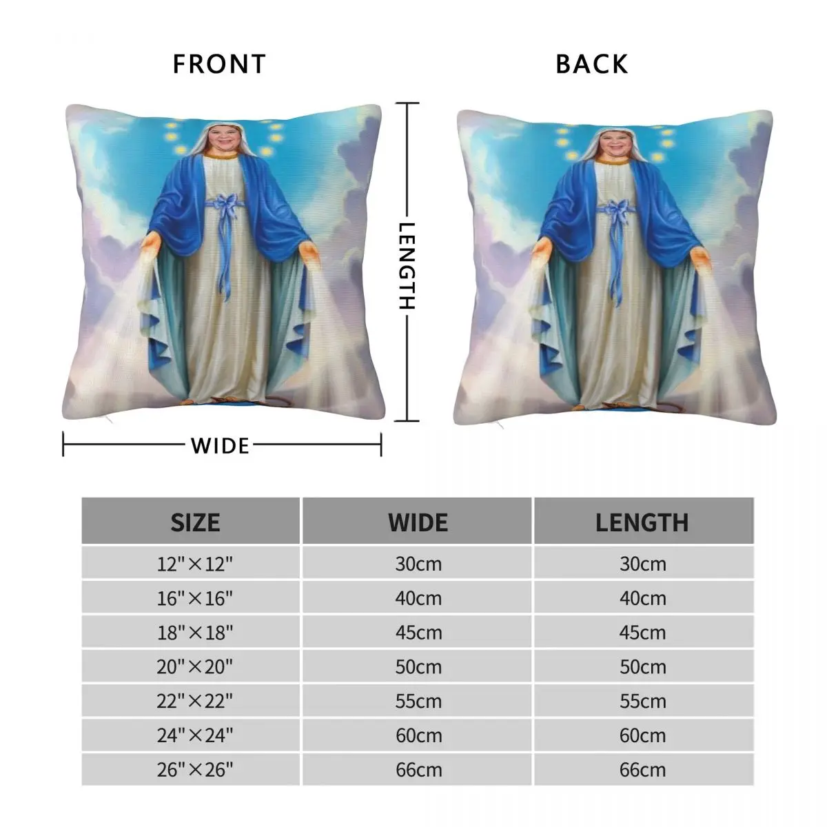 Raini Rodriguez Virgin Mary Square Pillowcase Polyester Linen Velvet Pattern Zip Decorative Car Cushion Cover 18