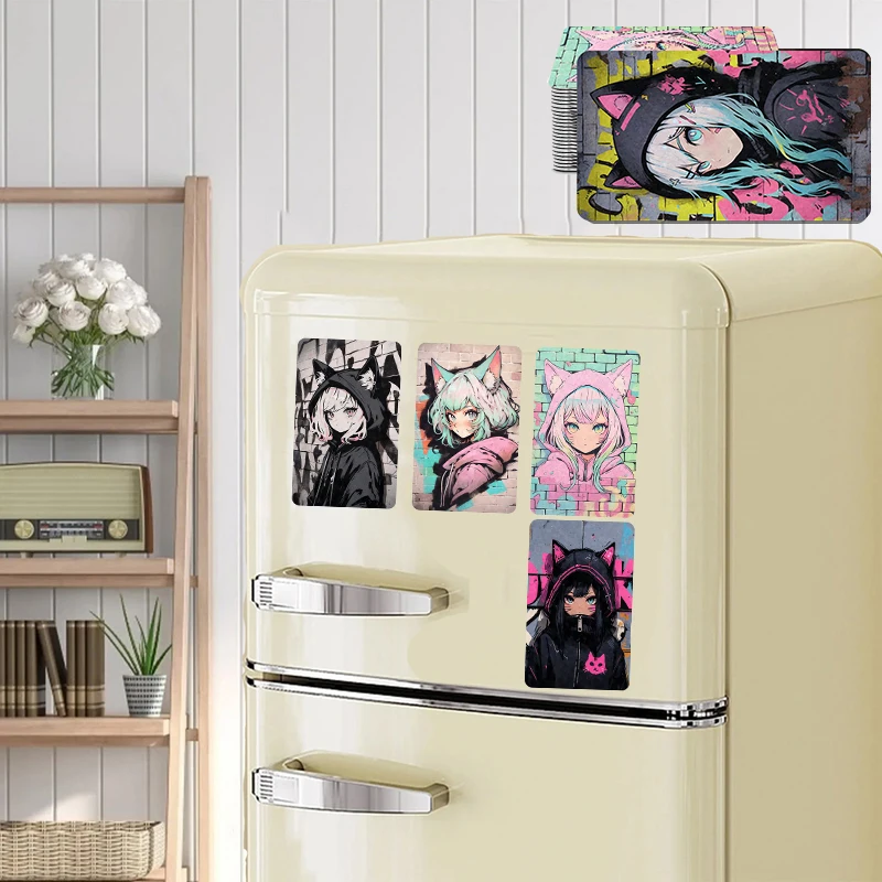 Japanese Anime Game Lovely Catgirl Manga  HD Prints  Refrigerator Magnet  Refrigerator Wall Door Wall Pictures Home Decor