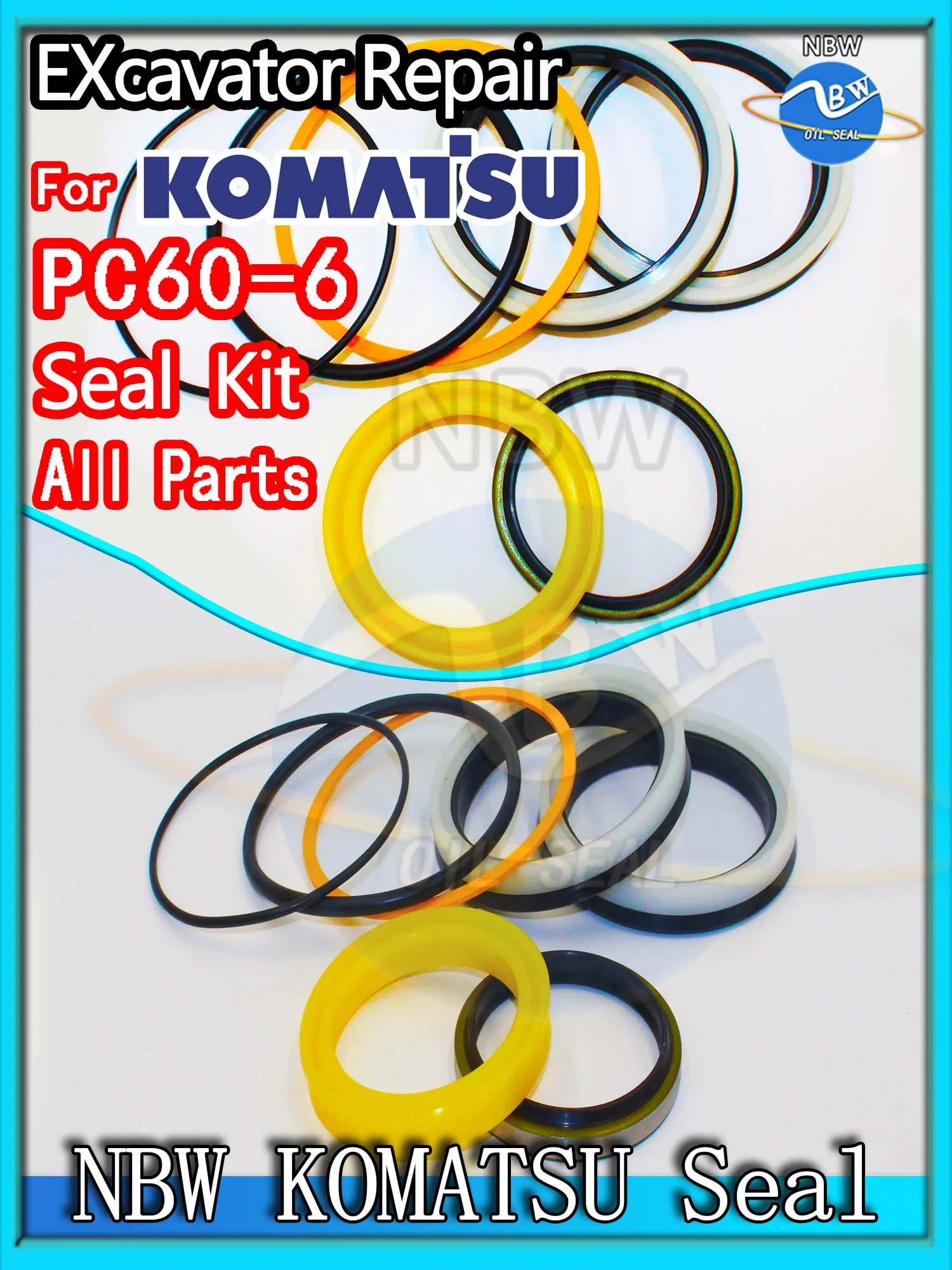 

For KOMATSU PC60-6 Excavator Oil Seal Kit High Quality Repair PC60 6 MOTOR Piston Rod Shaft Replacement Dust Bushing ZENOAH BOOM