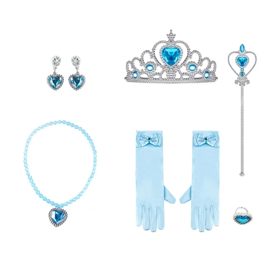 Girls Elsa Anna Accessories Set Gloves Wand Crown Jewelry Princess Role Play Ice Queen Accessories Girls Birthday Party Jewelry