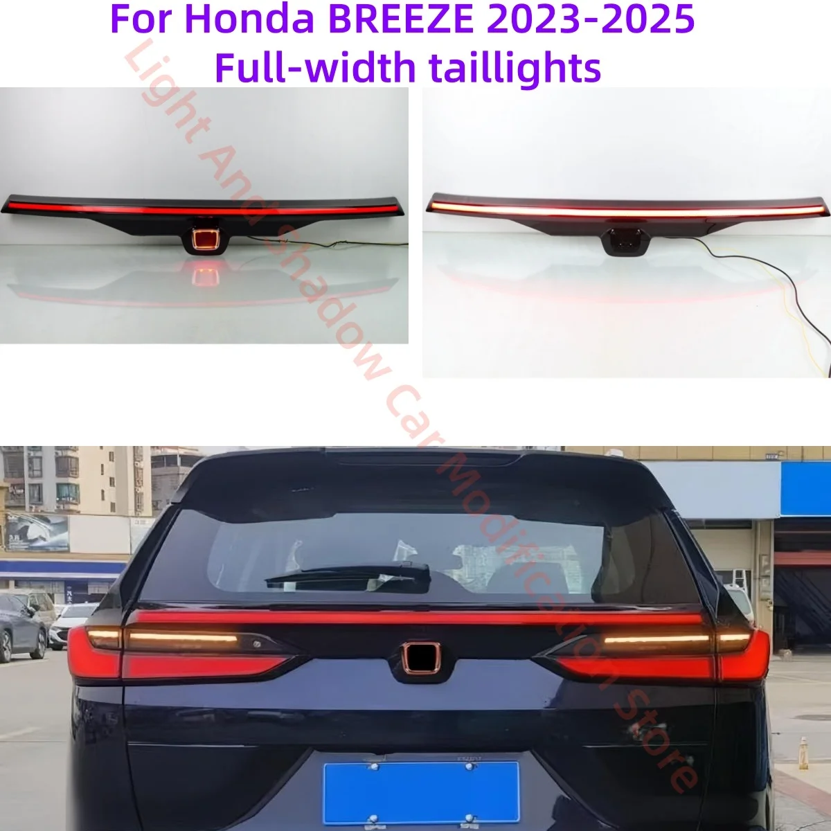 For Honda BREEZE 2023-2025 Full-width taillights Modification Brake light Turn signal Tail wing light Logo light Three functions