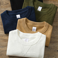 GDDQSDC 300g Slub Cotton Gusset Sweat T-Shirt Heavyweight Men's Short Sleeve Tubular Tee Amekaji
