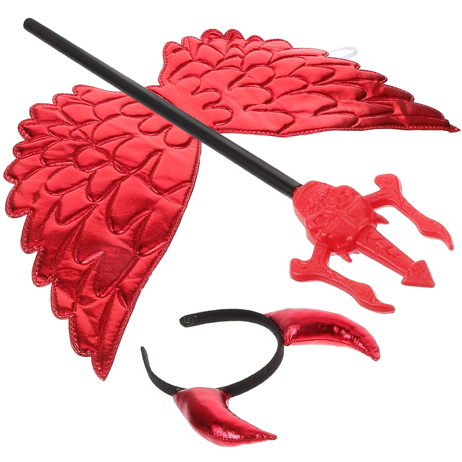 

Demon Wings Halloween Tail Cosplay Party Set Props Costume Party Supplies Head Band Red Plastic Lightweight