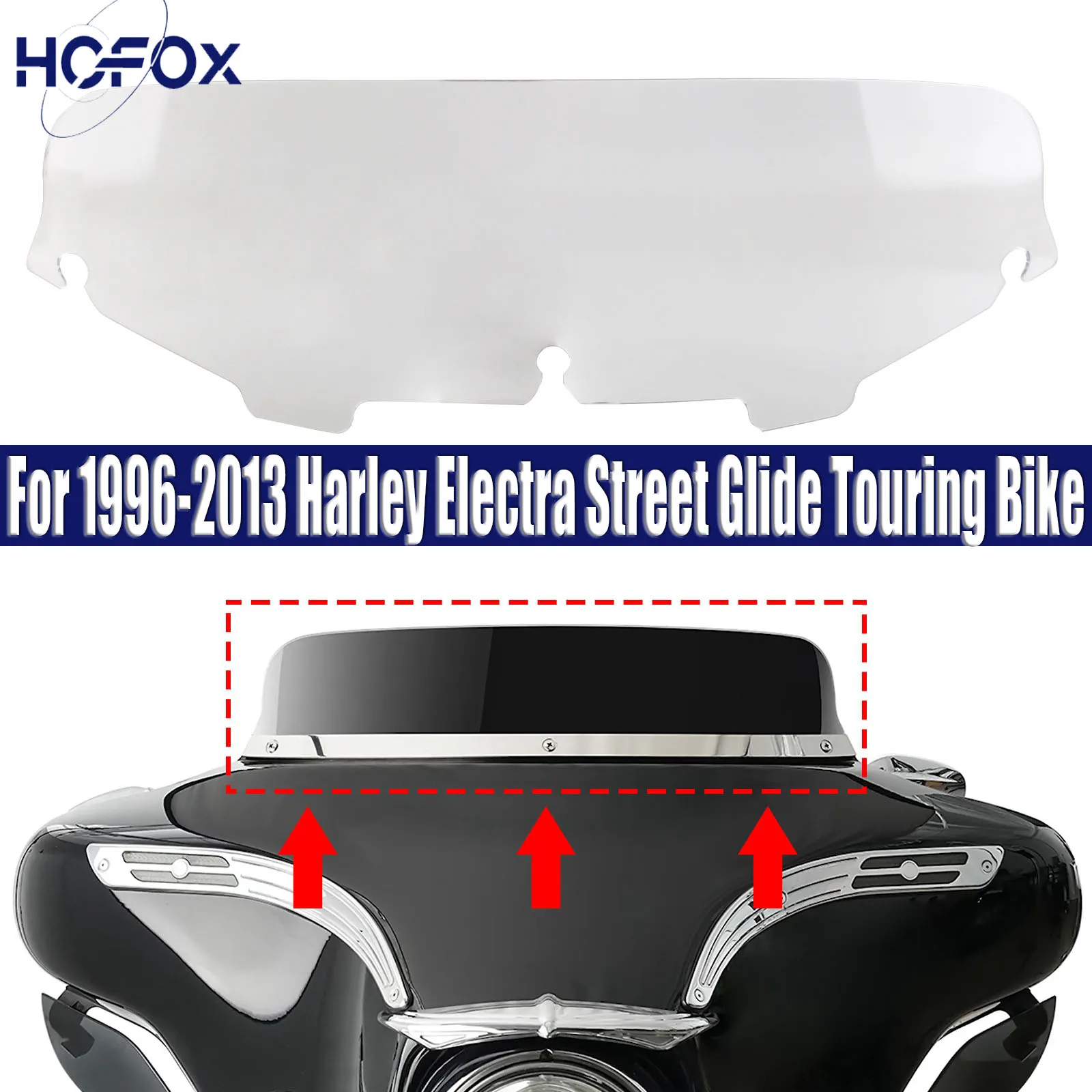 

For 1996-2013 Harley Electra Street Glide Touring Bike Motorcycle Windshield Windscreens Wind Deflectors Viser Visor Screens