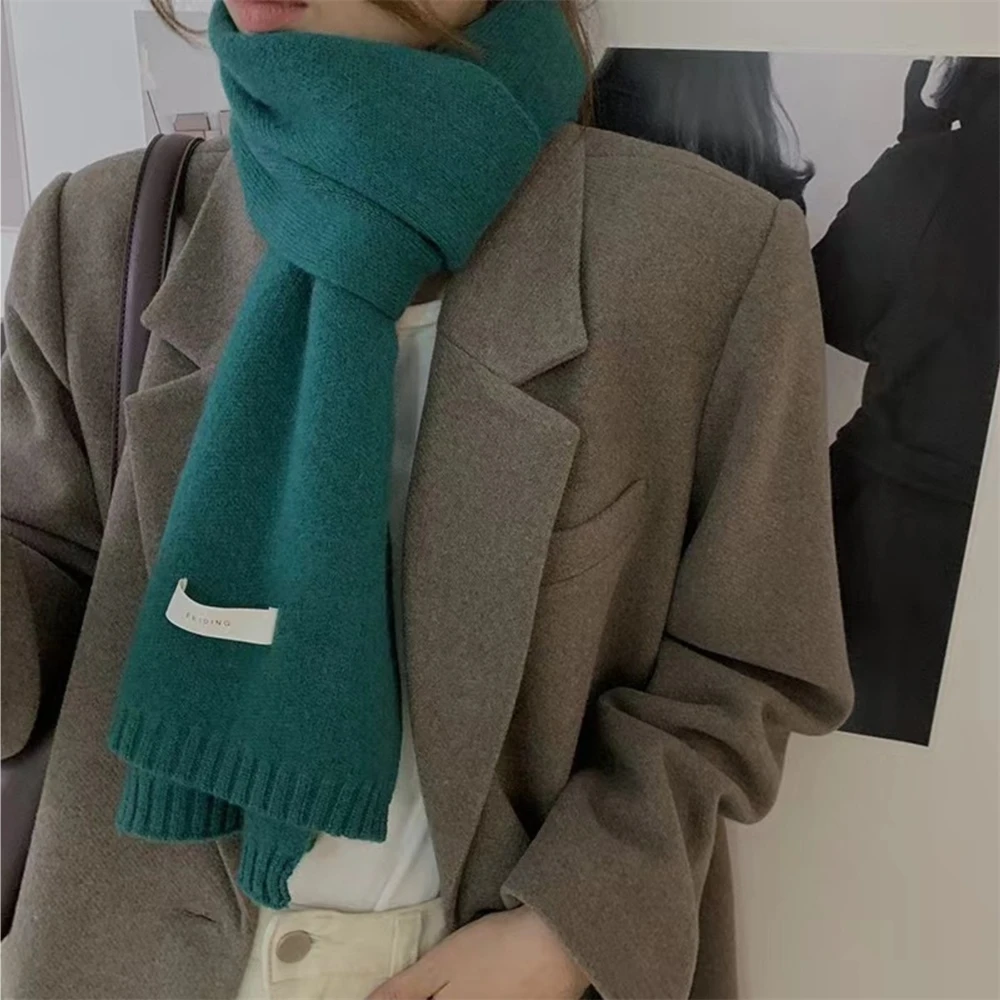 Thick Warm Scarf for Women Solid Colours Ladies Imitation Cashmere Scarf Unisex Winter Knitting Wool Scarves Shawl Wraps hijab