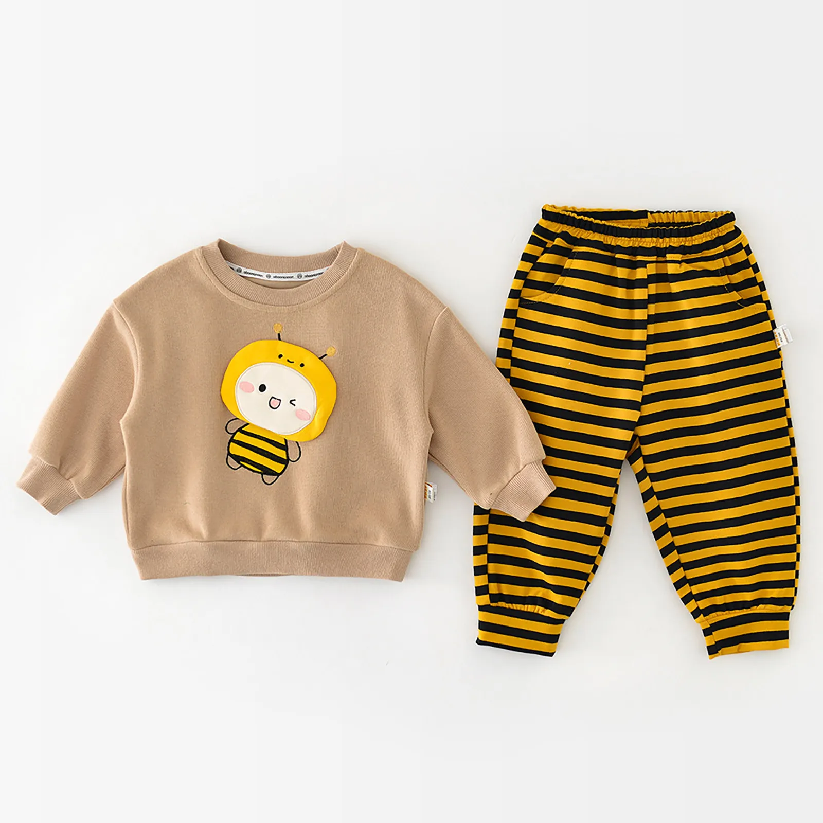 Toddler Boys Autumn Winter Clothes Sets 2024 New Fashion Long Sleeve Outfits Sweatshirts and Striped Sweatpants Two Piece Sets