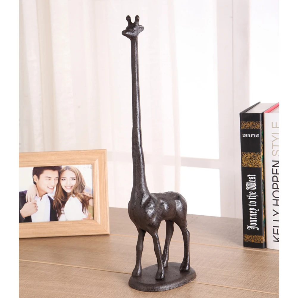 

Giraffe Shape Tissue Holder Iron Ornament Vintage Giraffe Decoration Retro Coffee Table Living Room Office Hallway