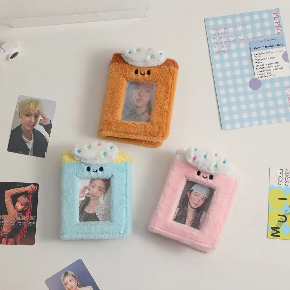 Plush Cartoon Plush Photocard Holder 1 Grids 3 Inch Idol Photo Album PVC Kawaii Photocards Collect Volume Student