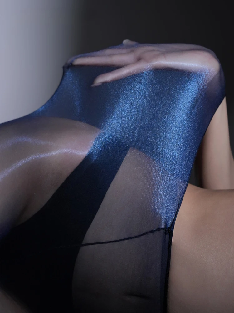 Belamimi 3D Two-color Glowing Oil-Lubricated High-density One-Line High-Waist Deep-Crotch Sexy Pantyhose