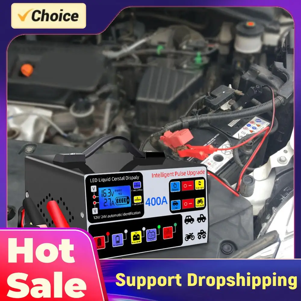 

Зарядное устройство для аккумуляторов 400А, сверхмощное, с ЖК-дисплеем, для автомобильных аккумуляторов, быстрое, с функцией автоматического отключения