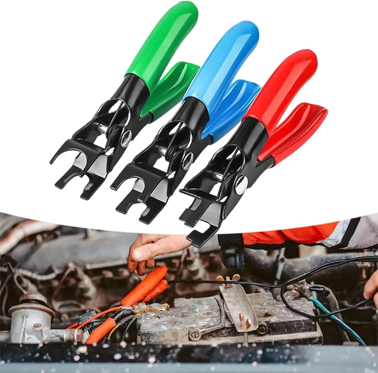 3pcs Fuel Line Pipe Disconnect Pliers Set Alloy Anti-Slip Handle For Petrol Car Hose Clamp Removal Tool