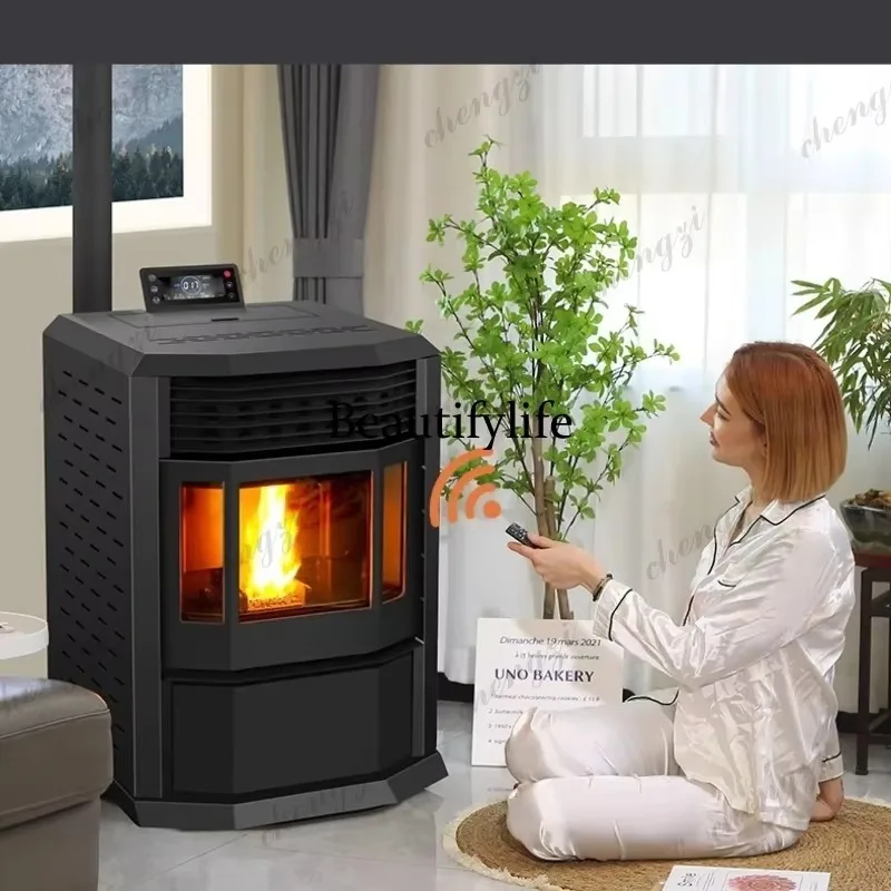 E136 Rural winter household biomass pellet heating furnace Indoor heater Fireplace, firewood