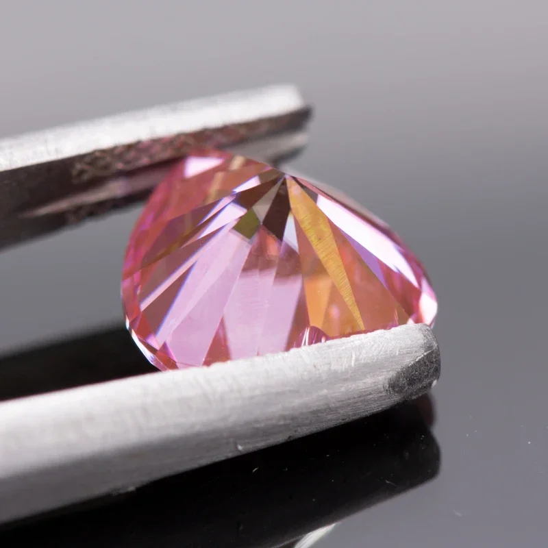 Moissanite Stone Heart Shape Sakura Pink Color Charms for Jewelry Making DIY Ring Necklace Main Materials with Certificate