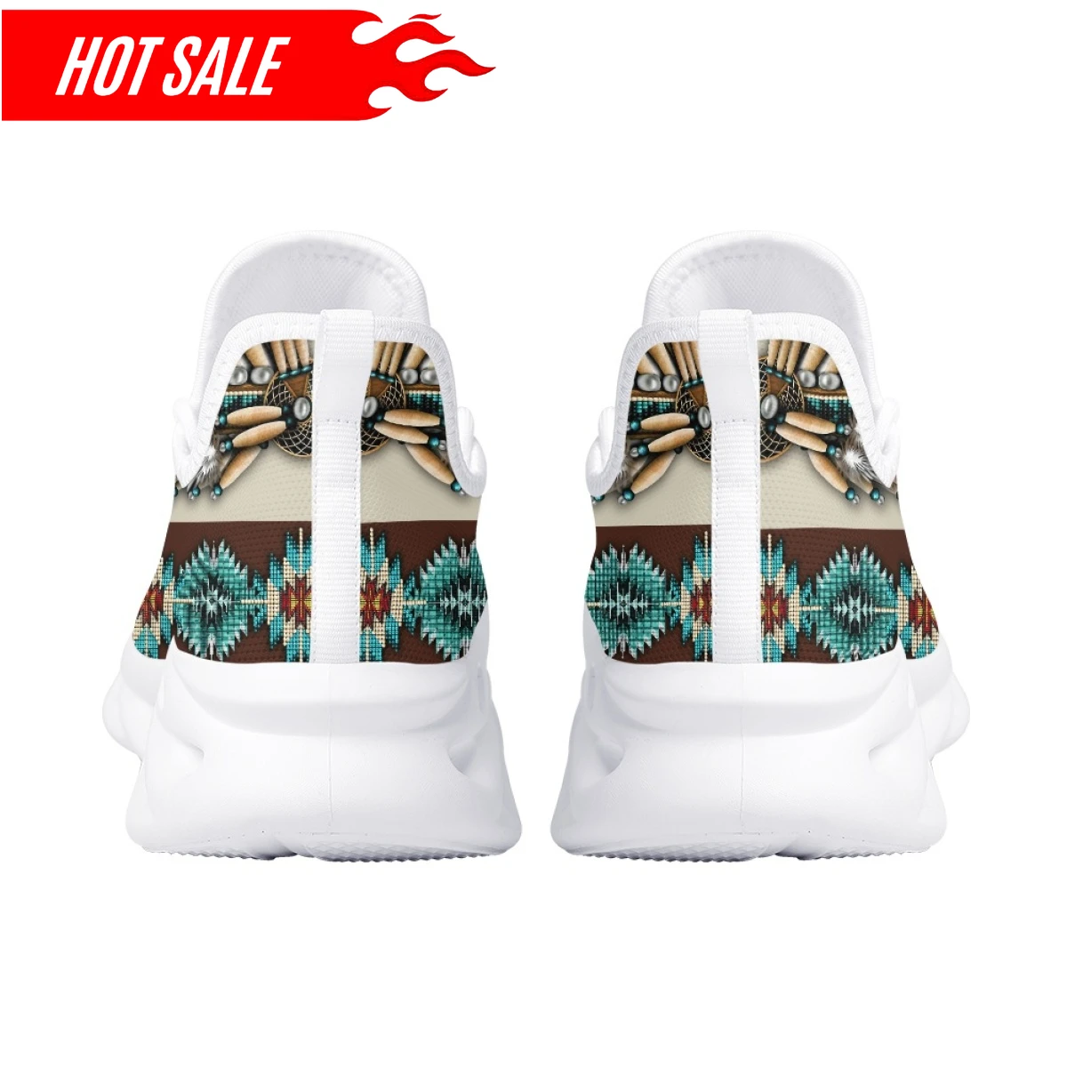 Ethnic Tribal Aztec Platform Shoes for Women Casual Mesh Shoes Dreamcatchers Print Breathable Lace up Mesh Sneakers