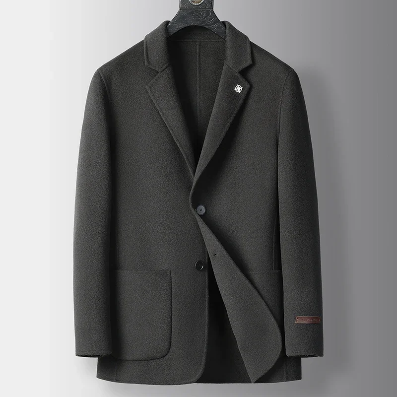 เสื้อผ้าผู้ชายฤดูใบไม้ร่วงและฤดูหนาว Luxury Man Coat Goose Down ซับผ้าสองด้านเสื้อขนสัตว์ผู้ชาย Men's Trench Coat JACKET